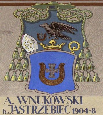 HERBOWY POCZET BISKUPÓW PŁOCKICH wg fryzu w katedrze płockiej
75. Apolinary Wnukowski herbu Jastrzębiec (1904 - 1908)
Słowa kluczowe: katedra herb biskup Wnukowski