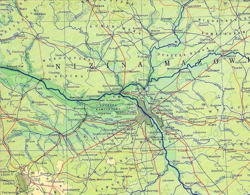 Płock na mapie sprzed półwiecza
Fragment mapy Polski z "Atlasu geograficznego" PPWK, o którym mój promotor mówił, że nie jest doskonały, ale najlepszy z dostępnych.
