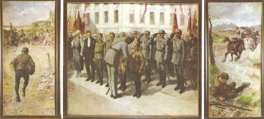 Obrońcom Płocka z sierpnia 1920 roku
Tryptyk Stanisława Batowskiego ze zbiorów Muzeum Wojska Polskiego w Warszawie.
