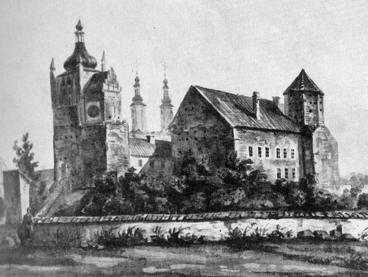 Zamek i dzwonnica katedralna
Akwarela Stanisława Chrząńskiego namalowana w 1851 r.
