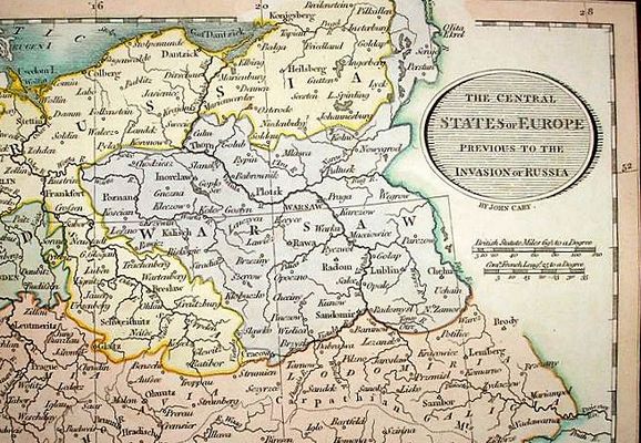 Płock na starej mapie
Fragment mapy Europy Środkowej z Księstwem Warszawskim.
