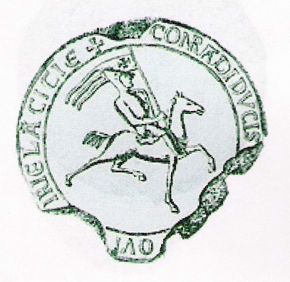 KONRAD KSIĄŻĘ (MAZOWIECKI) (KRAKOWSKI) (SANDOMIERSKI) ŁOWICKI
Pieczęć Konrada Mazowieckiego.
