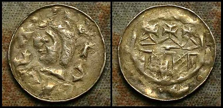 denar Władysława Hermana
na awersie głowa Władysława Hermana
na rewersie światynia z  3.krzyżami na wieżach
