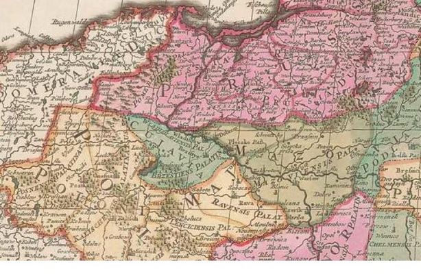 fragment mapy w skali 1:3200000 z roku 1696 wydanej w Amsterdamie
autor Carlo Allard
