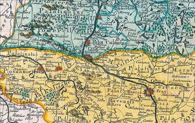 Płock na mapie w skali 1:2500000 z roku 1783 wyd. w Augsburgu
przez Johanna Michaela Probst'a na podstawie mapy Lottera
