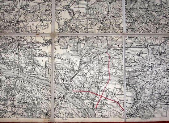 stara mapa okolic Płocka w skali 1:100000
nieznanego autora, znaleziona na aukcji w Internecie
