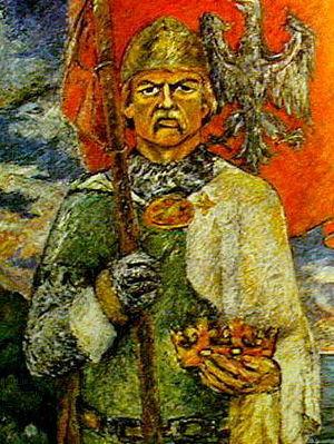 portret Bolesława Krzywoustego z okładki książki wydanej przez TNP
z okazji 900 rocznicy jego urodzin
