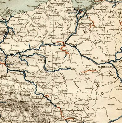 mapa żeglownych dróg wodnych
wyd. Lipsk, 1897r.
