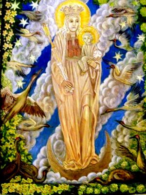 "Madonna Mazowiecka" - obraz Wiesławy Kwiatkowskiej w Muzeum Dieczjalnym. Jeden z 60 obrazów w zbiorze zainspirowanym wybranymi tekstami polskich poetów
"Madonno Mazowiecka z Płocka,
Królowo równin Mazowsza
ze skarpy wislanej,
- módl się za nami."
ks. Jan Twardowski,  Litania Polska

Słowa kluczowe: Madonna Mazowiecka Płock Muzeum Diecezjalne 