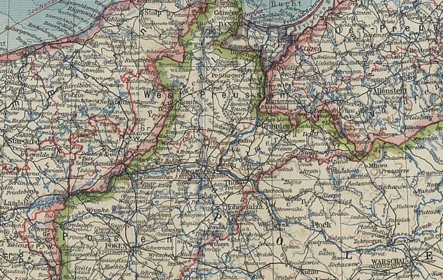 Płock na mapie niemieckiej
z atlasu "Kleiner Weltatlas" wydanie Berlin, 1936r.
