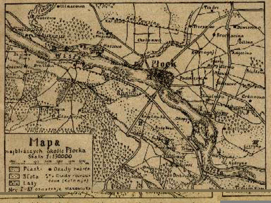 Płock i okolice
stara mapa z 1914r.
