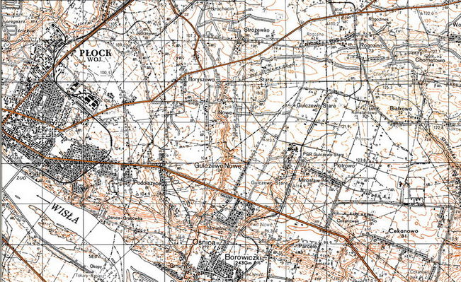 Płock i najblizsza okolica
z mapy w skali 1:25000 aktualizowanej w latach 1970-80
