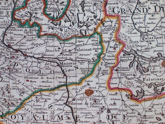 fragment mapy w skali 1:2500000 z roku 1725, która ukazała się w Amsterdamie w oficynie Jean Covens & Corneille Morties
pierwowzór tej mapy autorstwa Guillaume Delisle wydany był wcześniej po raz pierwszy w Paryżu w roku 1702
