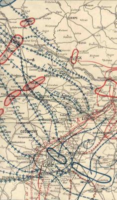 niemiecka mapa sztabowa z I Wojny Światowej
1914r. front niemiecko-rosyjski w okolicach Płocka
