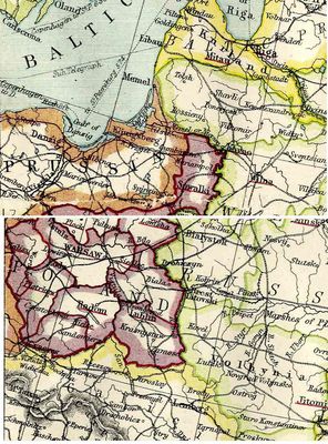 mapa pt. "Russia in Europe & Caucasus"  z  Harmsworth Atlas and Gazetteer
wydanej w Londynie  ca.  1908-1909r.
