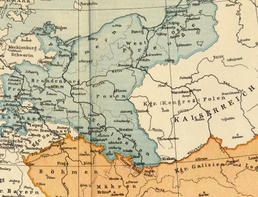 mapa niemiecka obrazująca 1815r.
druk w 1910r.
