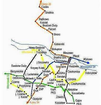szlaki turystyczne w okolicy Płocka i Gostynina
na piesze i rowerowe wędrówki 
