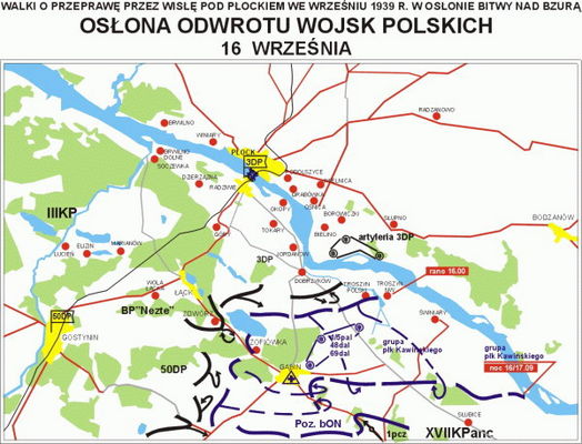 sytuacja 16.09.1939r. - bitwa o przeprawę pod Płockiem
"Notatki Płockie" Nr 4/193 z 2002r. - artykuł "Działania we wrześniu 1939 roku na Ziemi Płockiej" M.Trubasa
