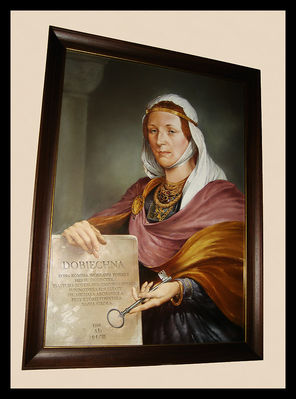 Portret Dobiechny w holu głównym L. O. im. Stanisława Małachowskiego
Dobiechna - żona Wojsława Powały, opiekuna Bolesława Krzywoustego, fundatorka kolegiaty św. Michała Archanioła, przy której powstała szkoła - obecna "Małachowianka"
Słowa kluczowe: L. O. im. Stanisława Małachowskiego