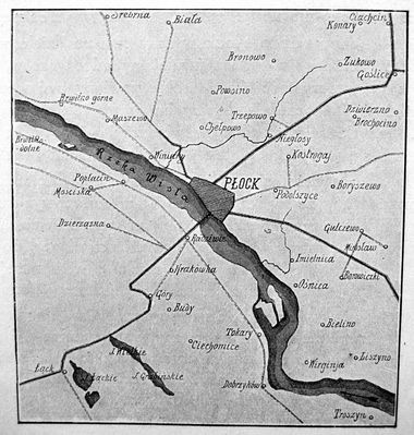 Płock i jego okolice (sprzed 1930r.)
Mapa pochodzi z książki pt. "Płock - Monografia Historyczna" abp. A.J.Nowowiejskiego - wydanie II - 1930 rok
