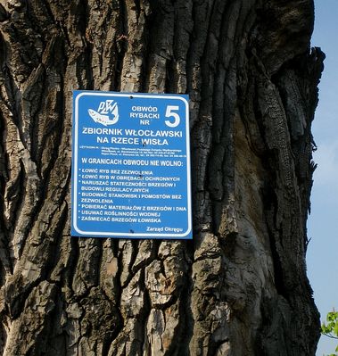 Tablica informacyjna w Radziwiu dotycząca Zbiornika Włocławskiego na rzece Wiśle
