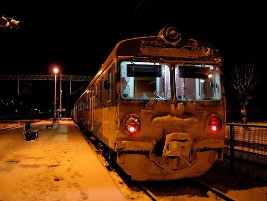 Zaśnieżony ED-ek
Bardzo mroźna zima 2005. 
Płock, Dworzec PKP, Pociąg pospieszny "Koziołek" właśnie zameldował się na stacji.
Słowa kluczowe: ED-72, Płock, pociąg, Koziołek