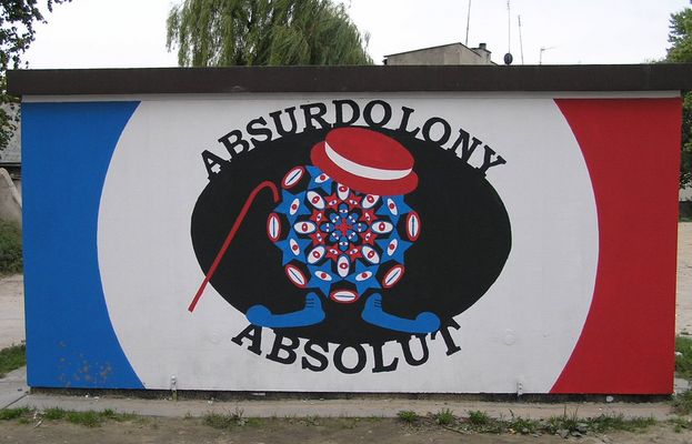 Mural "Absurdolony Absolut". -autor: grupa  Niczero Podwórko ul. Sienkiewicza 45
Malowidło na Starym Mieście - stacja transformatorowa
Słowa kluczowe: mural, Stare Miasto