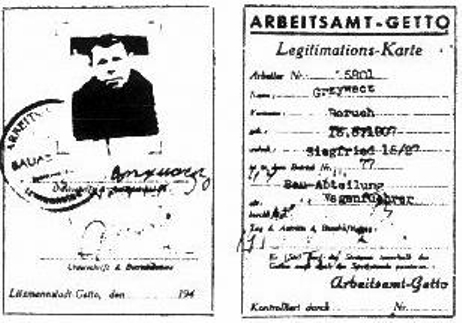 legitymacja z getta w Gąbinie
1940r.
Słowa kluczowe: legitymacja z getta w Gąbinie 1940r.