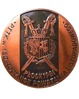 150-ta rocznica wybuchu Powstania Listopadowego 1831r.
projekt odznaki PTTK w Płocku, autorstwa Włodzimierza Majdewicza
Słowa kluczowe: 150-ta rocznica wybuchu Powstania Listopadowego 1831r. projekt odznaki PTTK