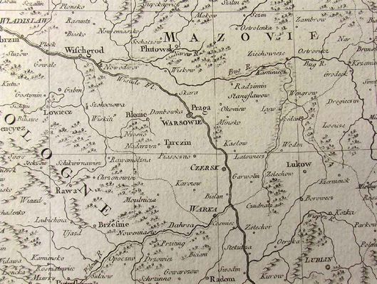 Płock na mapie Jean'a Lattre i Rigobert'a Bone  z 1762r.
w edycji słynnego "Atlas modern" wyd. w Paryżu

