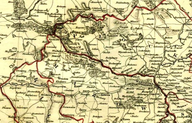 Polska podzielona na 8 województw, a w tym woj. płockie
wyd. Baldwin & Cradock, 47 Paternoster Row, London 1831,
ryt. J & C  Walker
