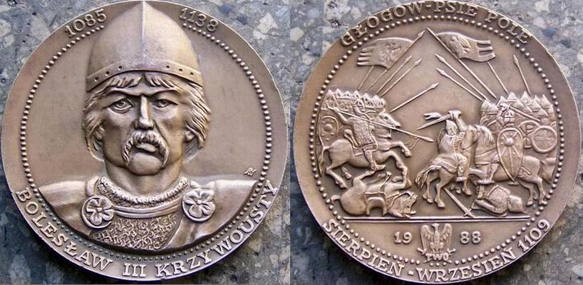 Bolesław III Krzywousty w bitwie na Psim Polu
medal wyd. w 1988r.
Słowa kluczowe: Krzywousty Psie Pole medal