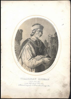 Władysław Herman
portret z najsłynniejszego pocztu królów i władców polskich przed powstaniem zbioru Jana Matejki według rysunku Aleksandra Lessera (1818-1884) rytował H.Aschenbrenner, z Albumu "Wizerunki Królów Polskich" odbitego w litografii A.Dzwonkowskiego i Sp. (Warszawa, 1861r.)
