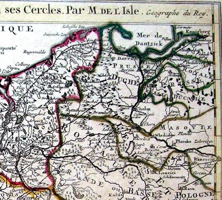 Płock - Ploczko na miedziorycie z 1742r.
''Carte exacte des Postes et Routes de l'Empire d'Allemagne Divisee en ses cercles. Par M. De L'Isle " Jean Covens & Corneille Mortier AMSTERDAM 1742r 
Słowa kluczowe: mapa 1742r.