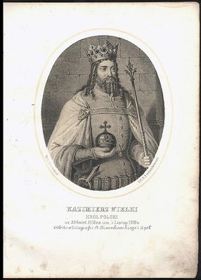 król Polski Kazimierz Wielki przebudował i umocnił Płock za swojego panowania
portret według rysunku Aleksandra Lessera (1818-1884) rytował H.Aschenbrenner
