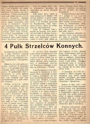 artykuł o historii  8 PAP i 4 PSK
z końca lat 20-tych,  cz.2
Słowa kluczowe: artykuł o historii  8 PAP i 4 PSK