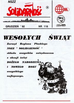 świąteczny biuletyn NSZZ "Solidarność" Nr 118, grudzień 1992r.
okładka biuletynu
Słowa kluczowe: biuletyn NSZZ "Solidarność" Nr 118, grudzień 1992r.