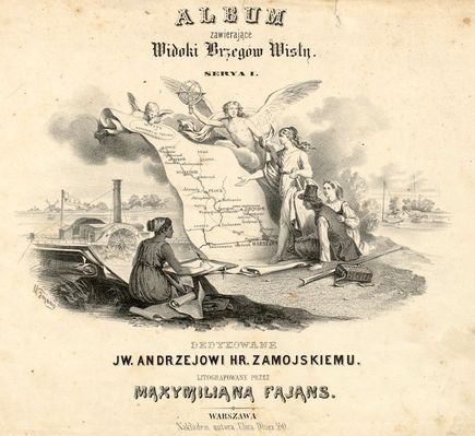 okładka z "Albumu zawierającego widoki brzegów Wisły" od Warszawy do Torunia
sporządzonego dla Andrzeja hrabiego Zamojskiego przez Maxymiliana Fajansa 
