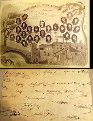 fotograficzne tablo płockich maturzystów dla profesora Dylewskiego
1871r.
na odwrocie osobiste autografy maturzystów
Słowa kluczowe: maturzyści Płock 1871r. profesor Dylewski Małachowianka