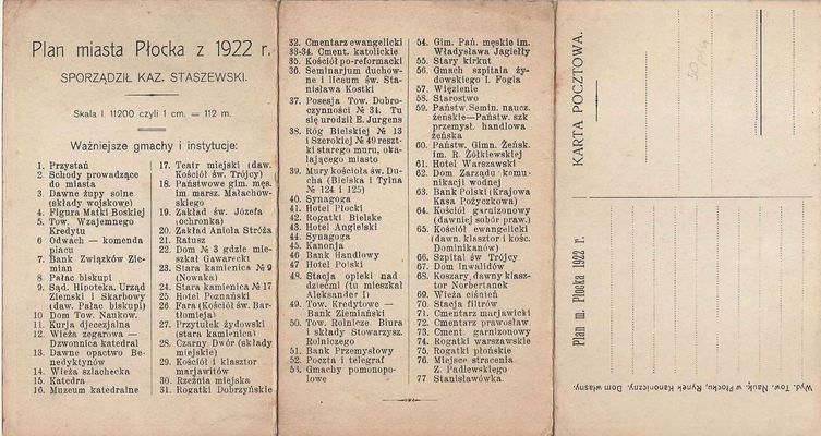 legenda z ważnymi miejscami na planie Płocka z 1922r.
autorstwa Kazimierza Staszewskiego

Mapa: [url]http://galeria.plock24.pl/displayimage.php?pos=-19113[/url]
Słowa kluczowe: legenda do mapy Płocka z 1922r.