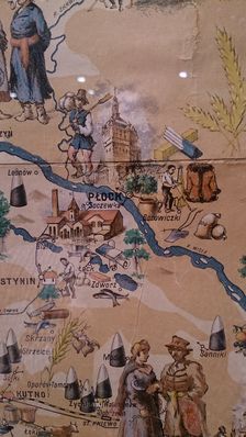 Mapa Poglądowa Królestwa Polskiego 1885 - fragment PŁOCK zrobiony w Muzeum Lubelskim w Lublinie w Dziale Etnografii
OBJAŚNIENIA
do Mapy Poglądowej Królestwa Polskiego.
UŁOŻONEJ PRZEZ
Jadwigę z Zakrzewskich Wójcicką,
wydanej nakładem
ST. SZAFARKIEWICZA.

DRUK
IG. ZAWISZEWSKIEGO, NOWY ŚWIAT 46
1885.

Z Objaśnień do mapy
str.25-26
"Gubernia Płocka.
Powiat Płocki.
Miasto G. PŁOCK, na pólnoco-zachód Warszawy, na prawym brzegu Wisły, 
(m. 22,092), fabryka narzędzi rolniczych, garbarnia, mydła, świec, 
garnków, wyrób kożuchów, browar, młyn parowy 1).
BOROWICZKI, młyn parowy.
1) Widok przedstawia wieżę zamku książąt Mazowieckich
Słowa kluczowe: mapa królestwa polskiego płock 