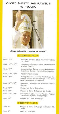 Jan Paweł II w Płocku 1991
Plan wizyty
Słowa kluczowe: 1991 Jan Paweł II plan