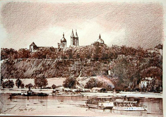 stary Płock i Wisła
rysunek Adama Papke - ilustracja dla wzmocnienia dyskusji na temat współczesny pt. "Nowe molo w Płocku"
Słowa kluczowe: Wzgórze Tumskie Wisła statki rysunek Adam Papke