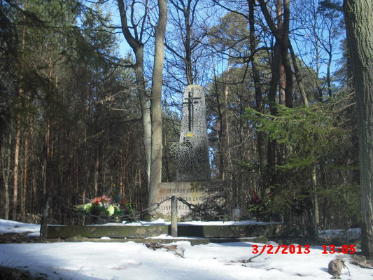 pomnik ku czci 43 osób zamordowanych przez Niemców w listopadzie i grudniu 1939 r. w Lesie  Łąckim
