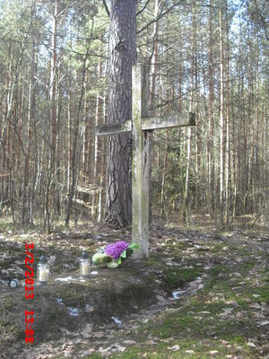 krzyż na jednym z miejsc egzekucji  w Lesie Łąckim
