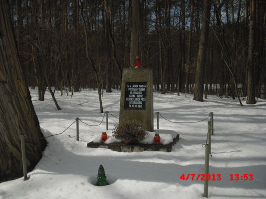 obelisk na miejcu egzekucji w Lesie Gąbińskim
