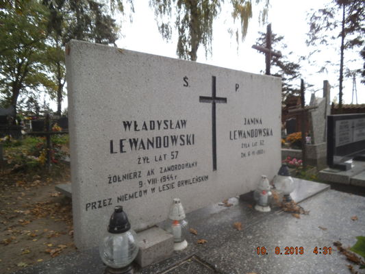 mogiła Władysława Lewandowskiego na cmentarzu w Brwilnie
